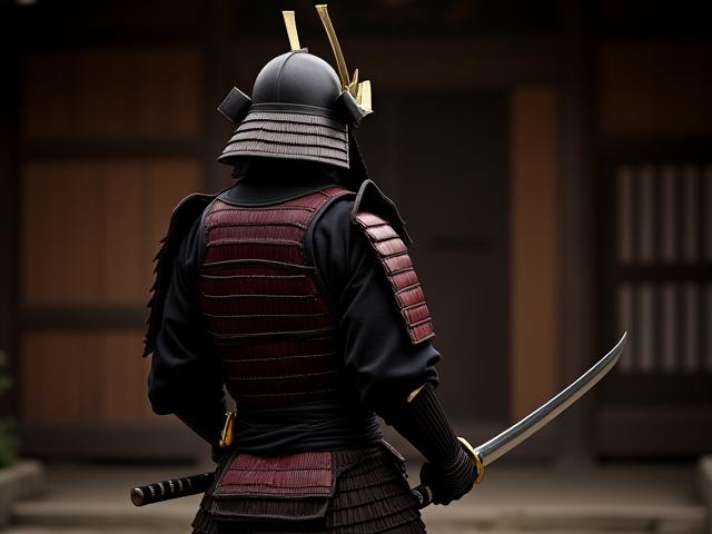 甲冑を身につけた武士が刀を構える